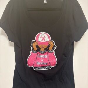 Black Tee with Pink Cancer Survivor Design
